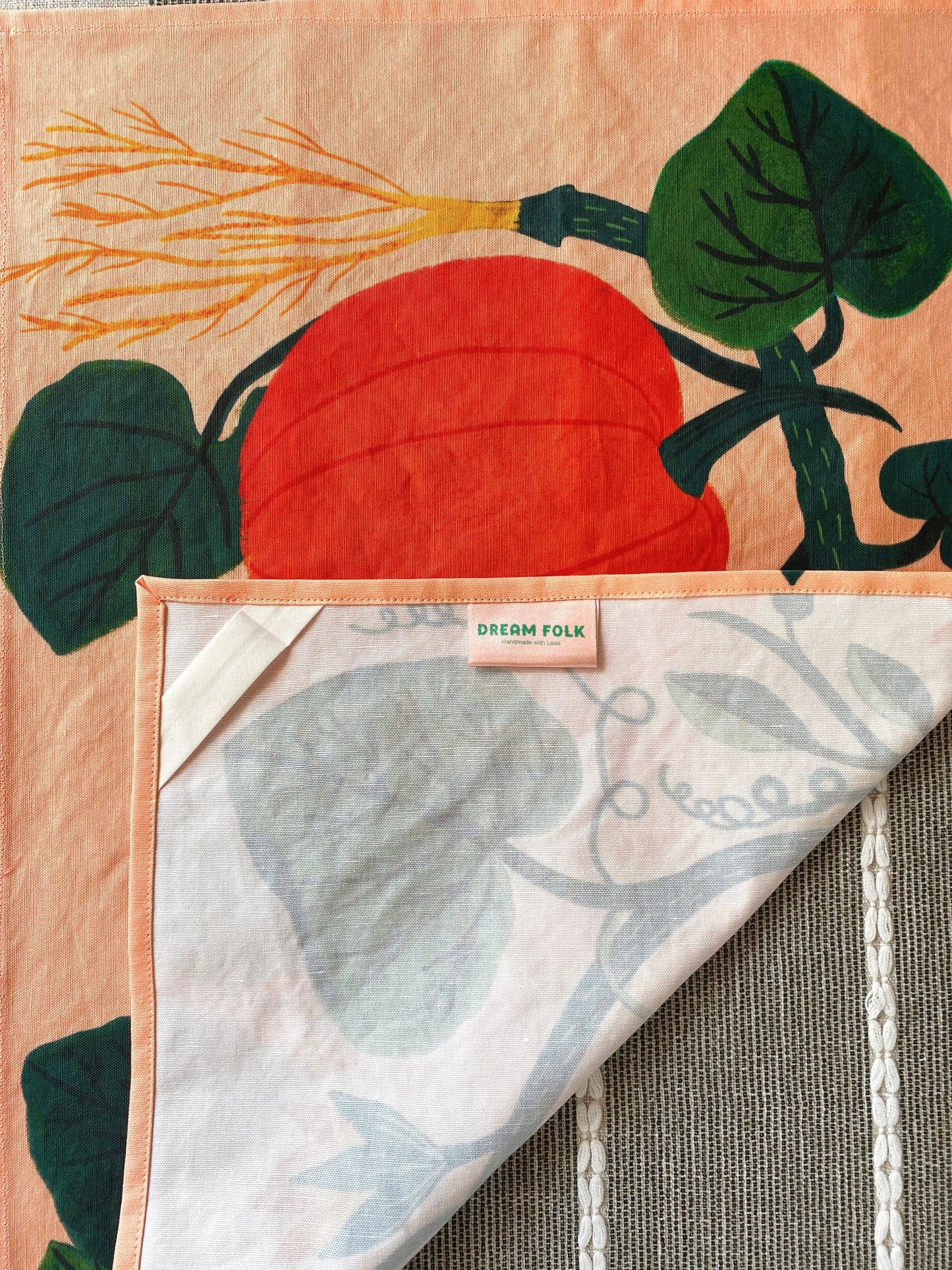Pumpkin Garden Tea Towel - Soft Pumpkin Color