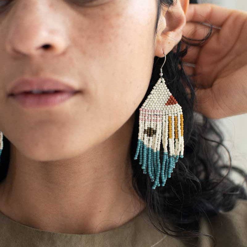 Beaded Fringe Earrings in Formas
