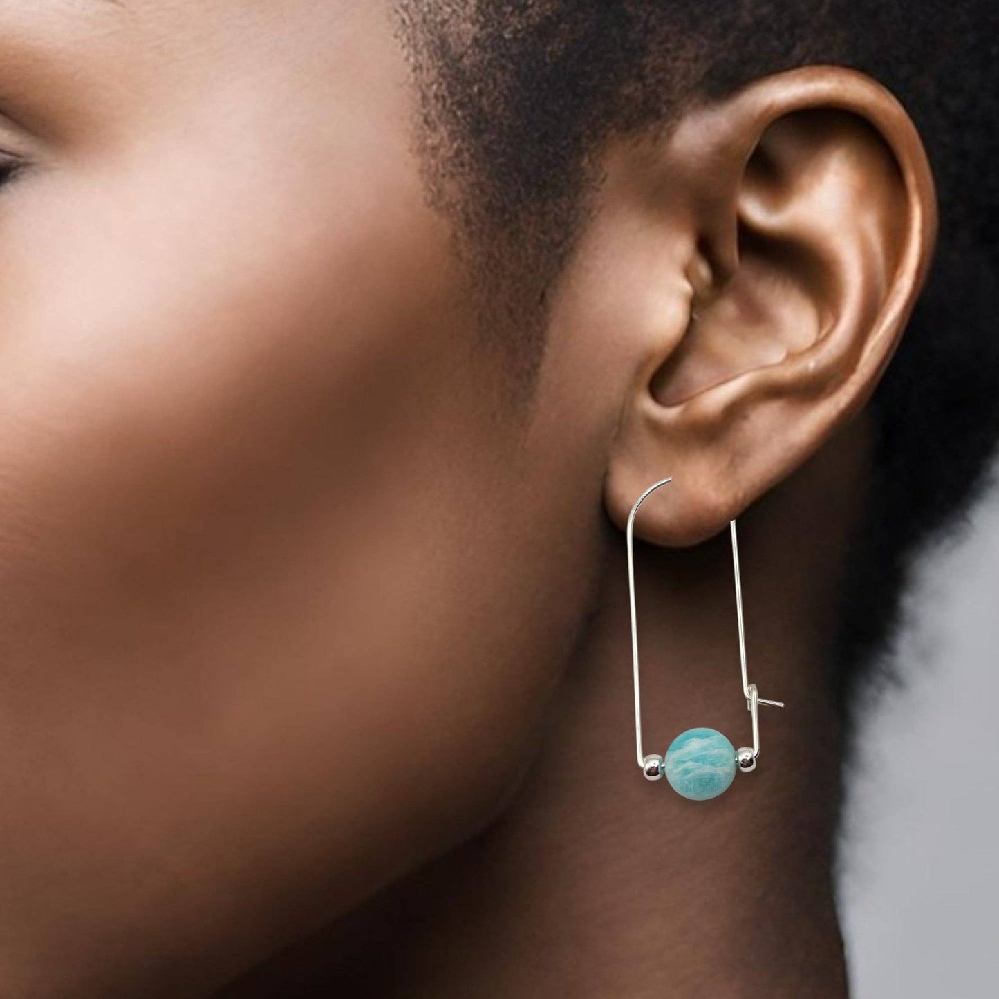 Sterling Silver and Amazonite Arc Earrings
