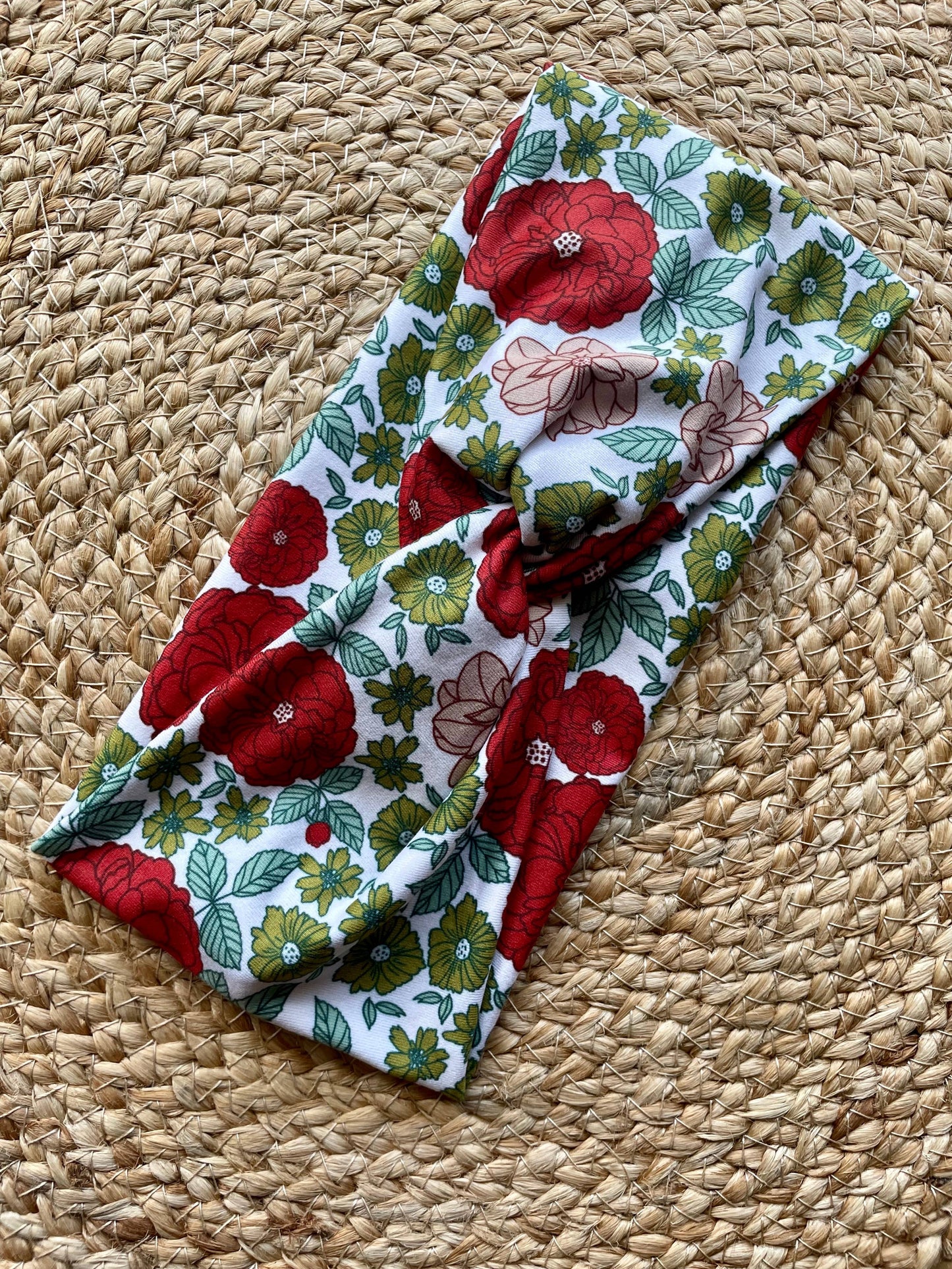 Retro Christmas Florals Knit Twist Headband