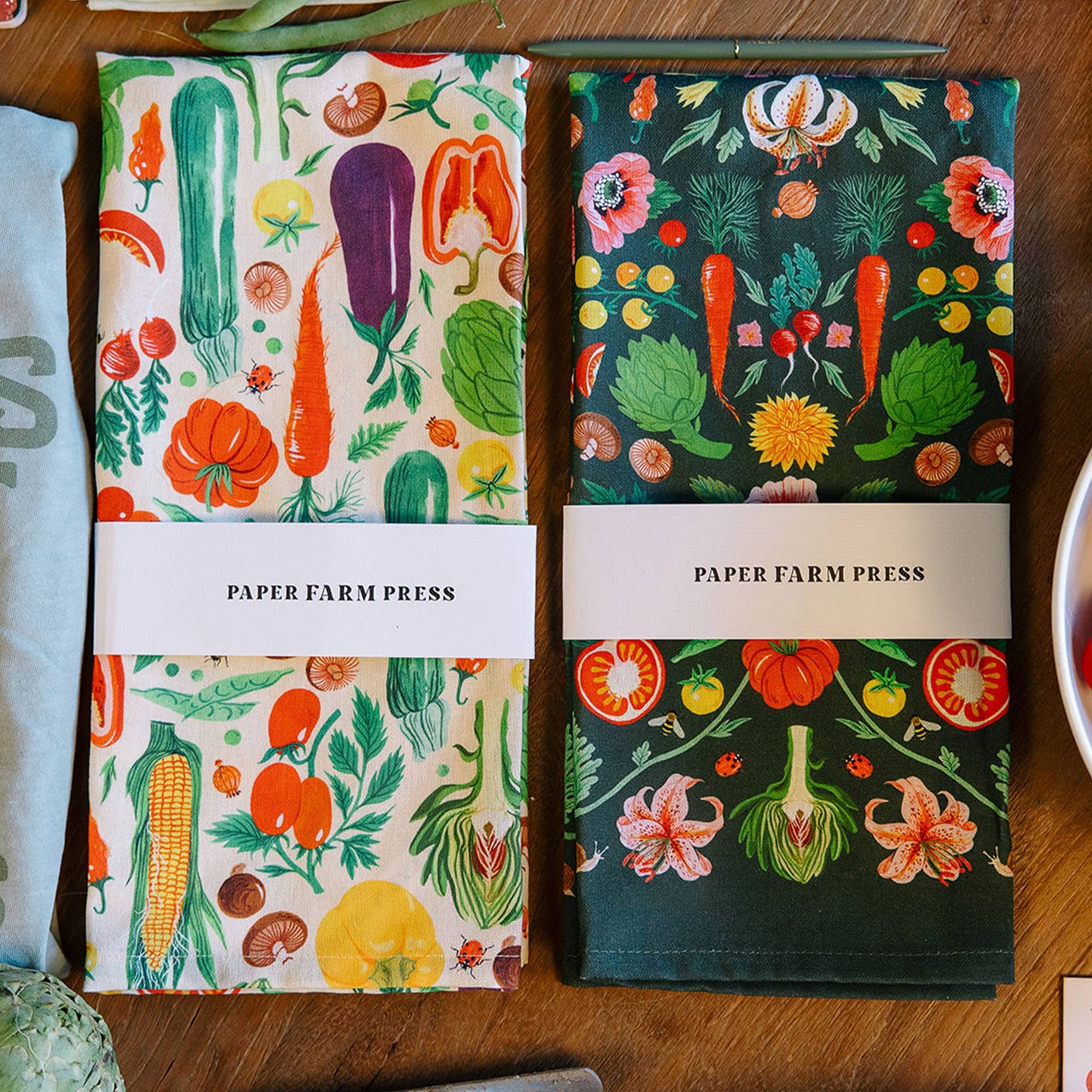 Veggies Folk Floral Tea Towel