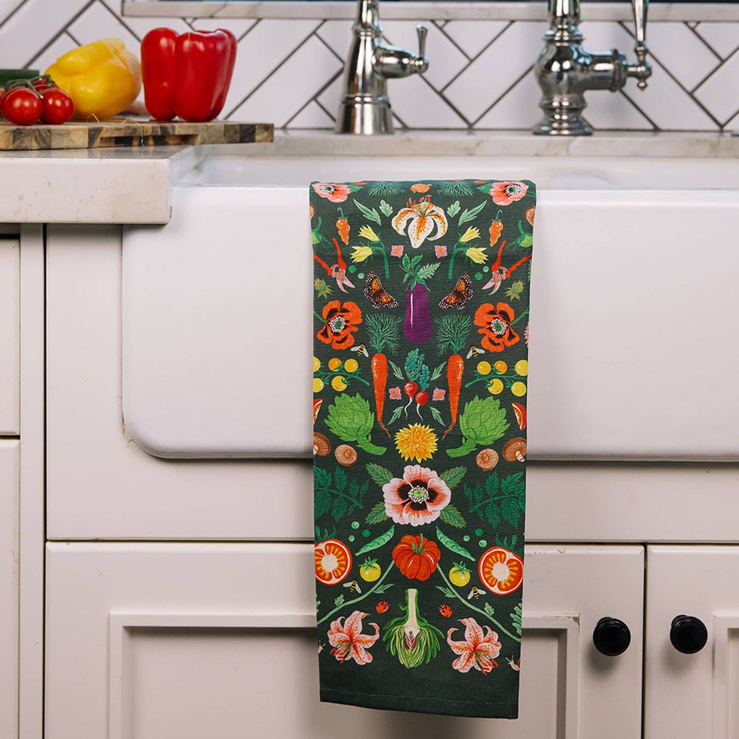 Veggies Folk Floral Tea Towel