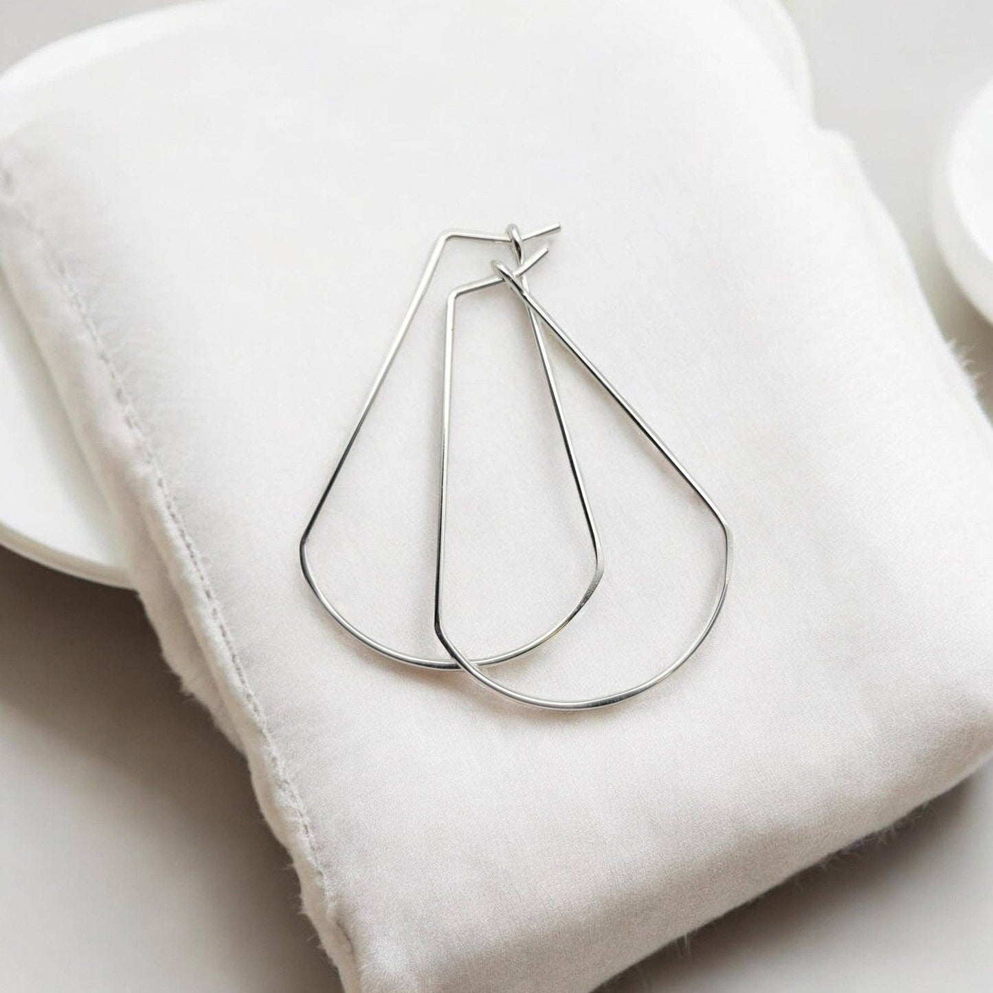 Handmade Sterling Silver Fan Hoop Earrings