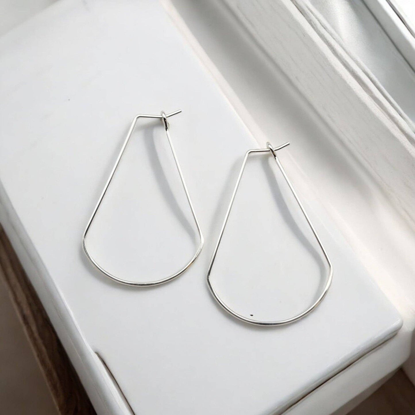 Handmade Sterling Silver Fan Hoop Earrings