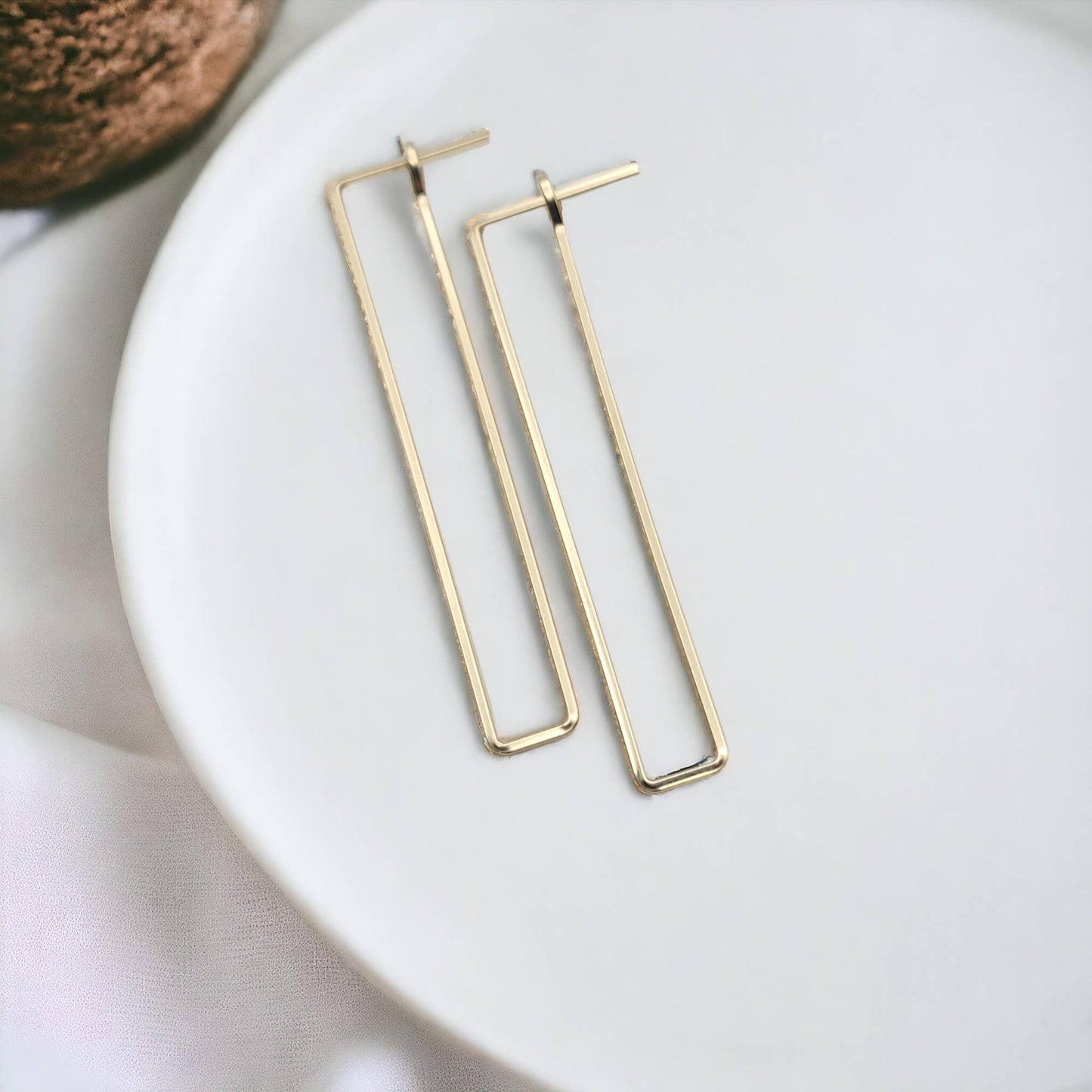 Gold Geometric Rectangle Earrings
