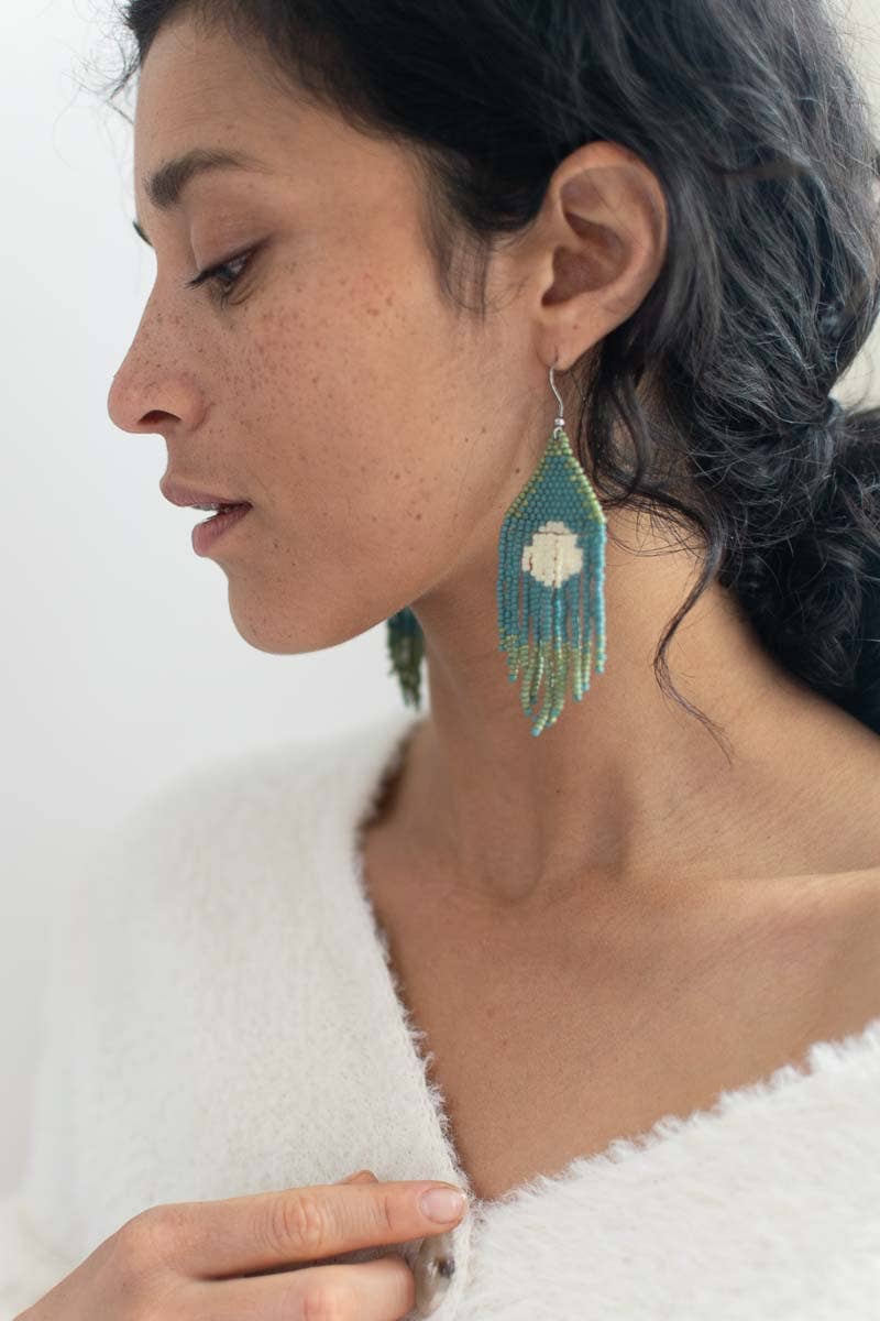 Beaded Fringe Earrings in Esfera