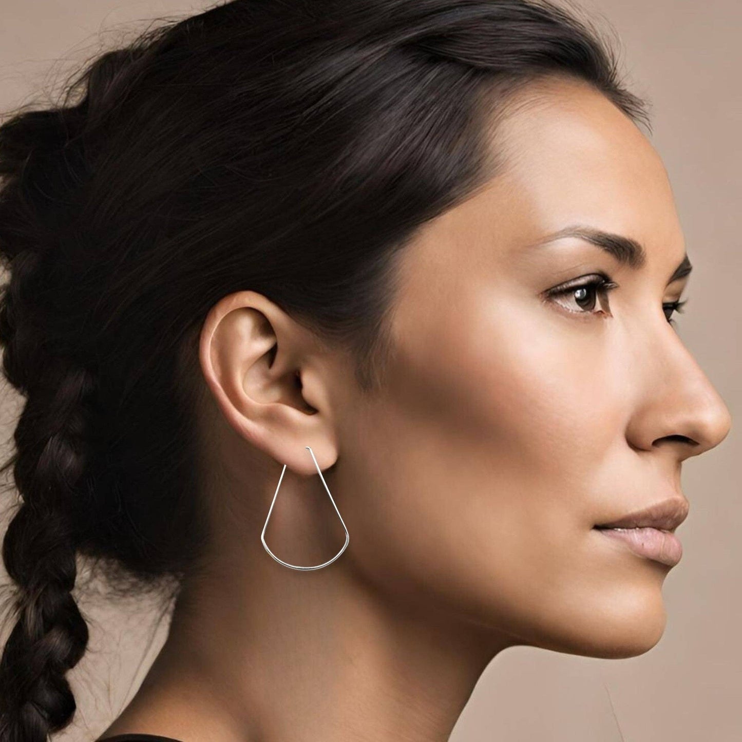 Handmade Sterling Silver Fan Hoop Earrings