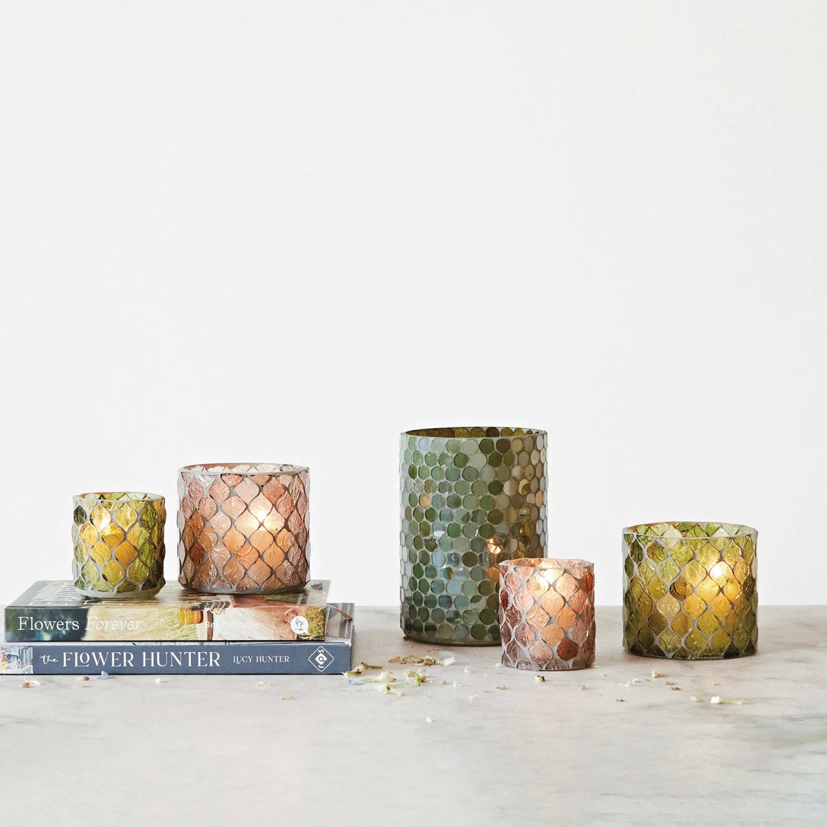 4" Recycled Glass Mosaic Tealight/Votive Holder - La Vie Est Belle