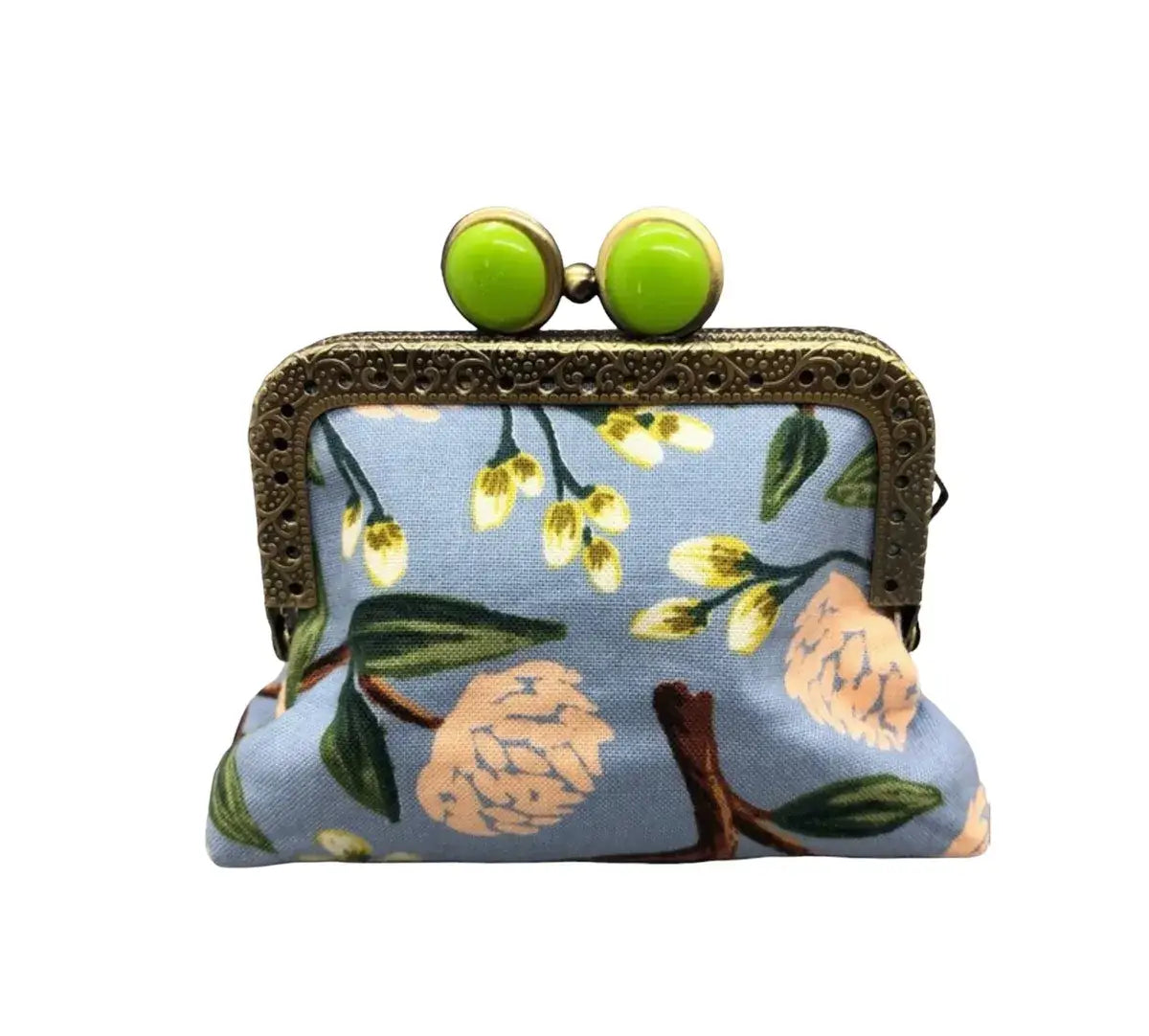 Kiki & Syds Mini Clutch Coin Purse - Peonies Dusty Blue