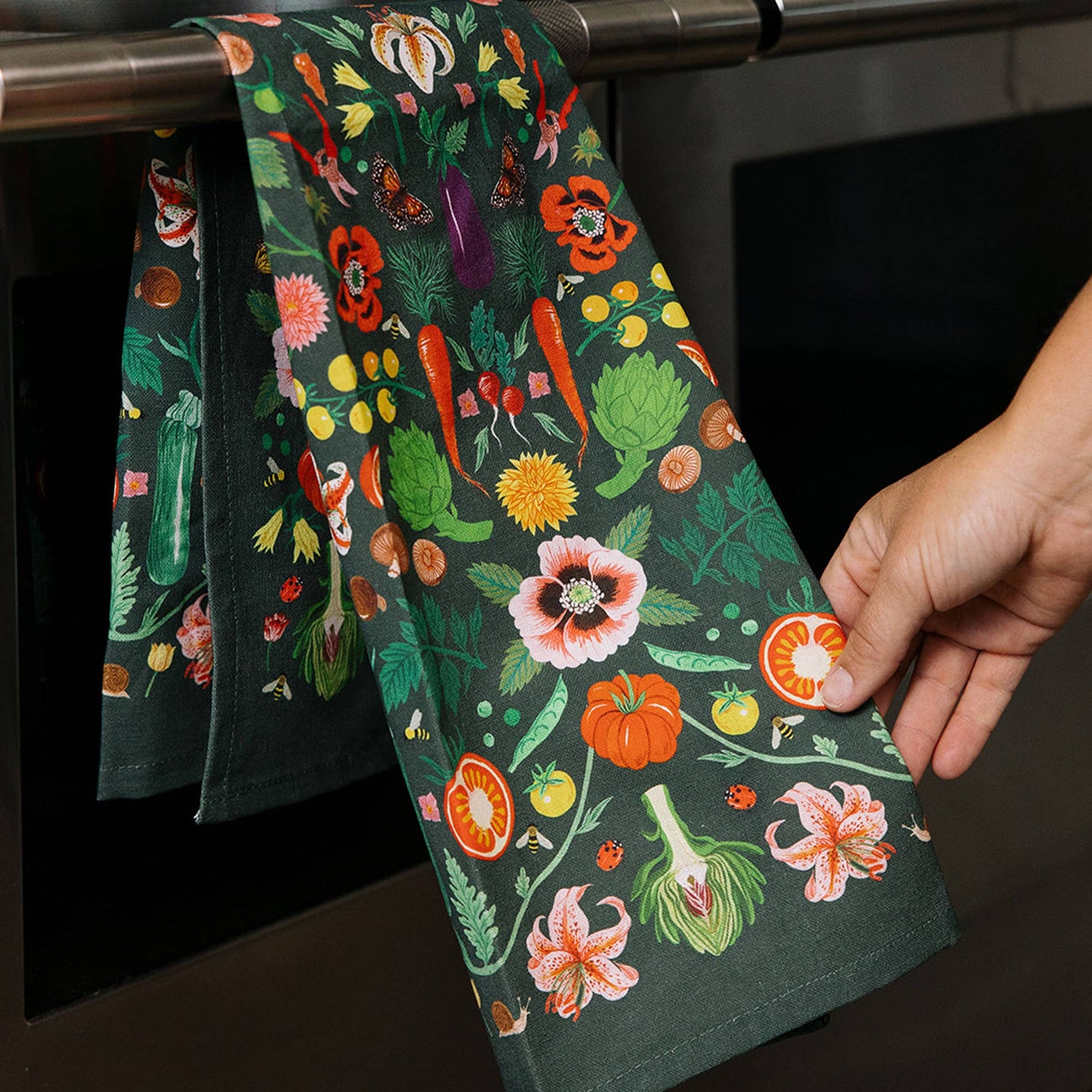Veggies Folk Floral Tea Towel