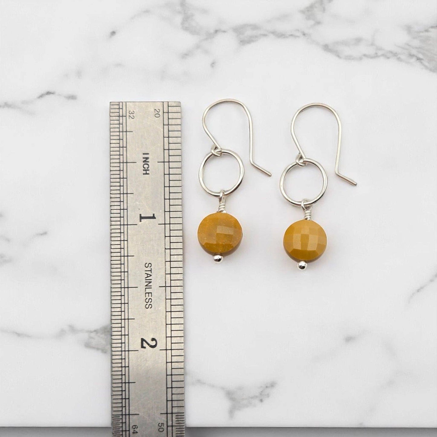 Sterling Silver and Yellow Mookaite Earrings