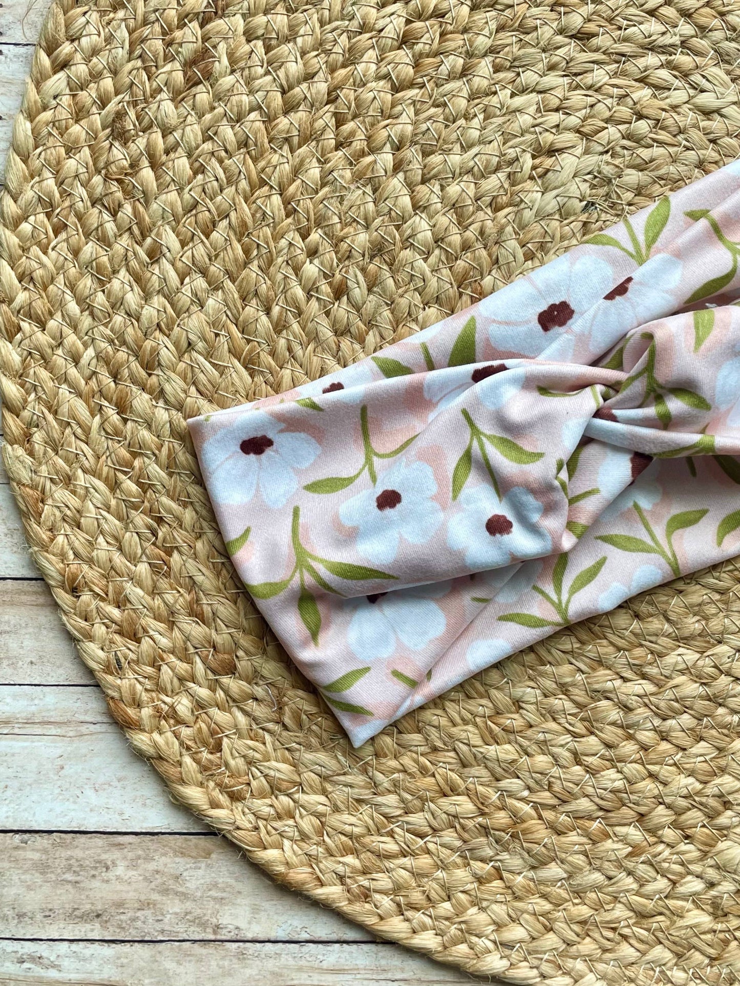 White Anemone Floral Knit Twist Headband