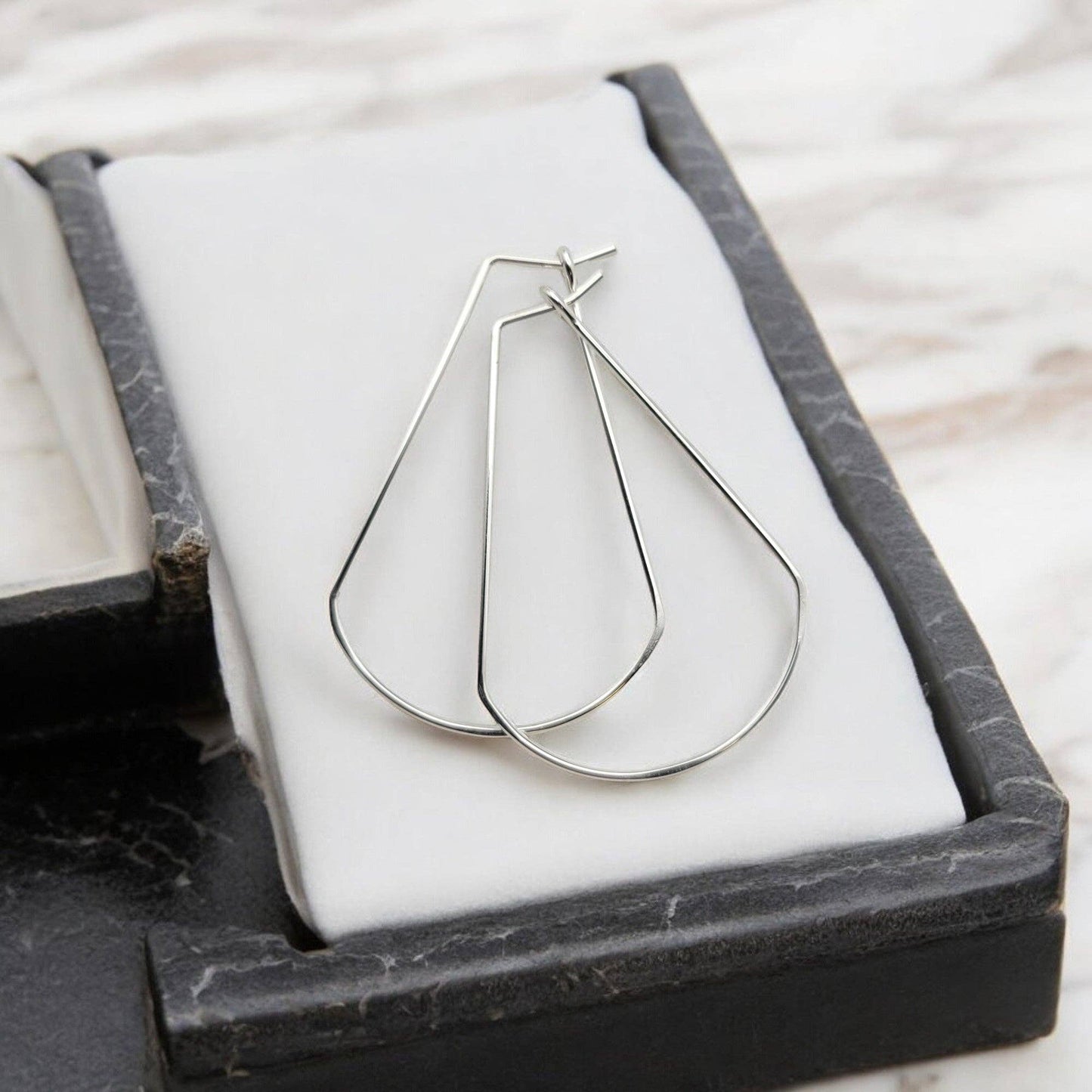 Handmade Sterling Silver Fan Hoop Earrings