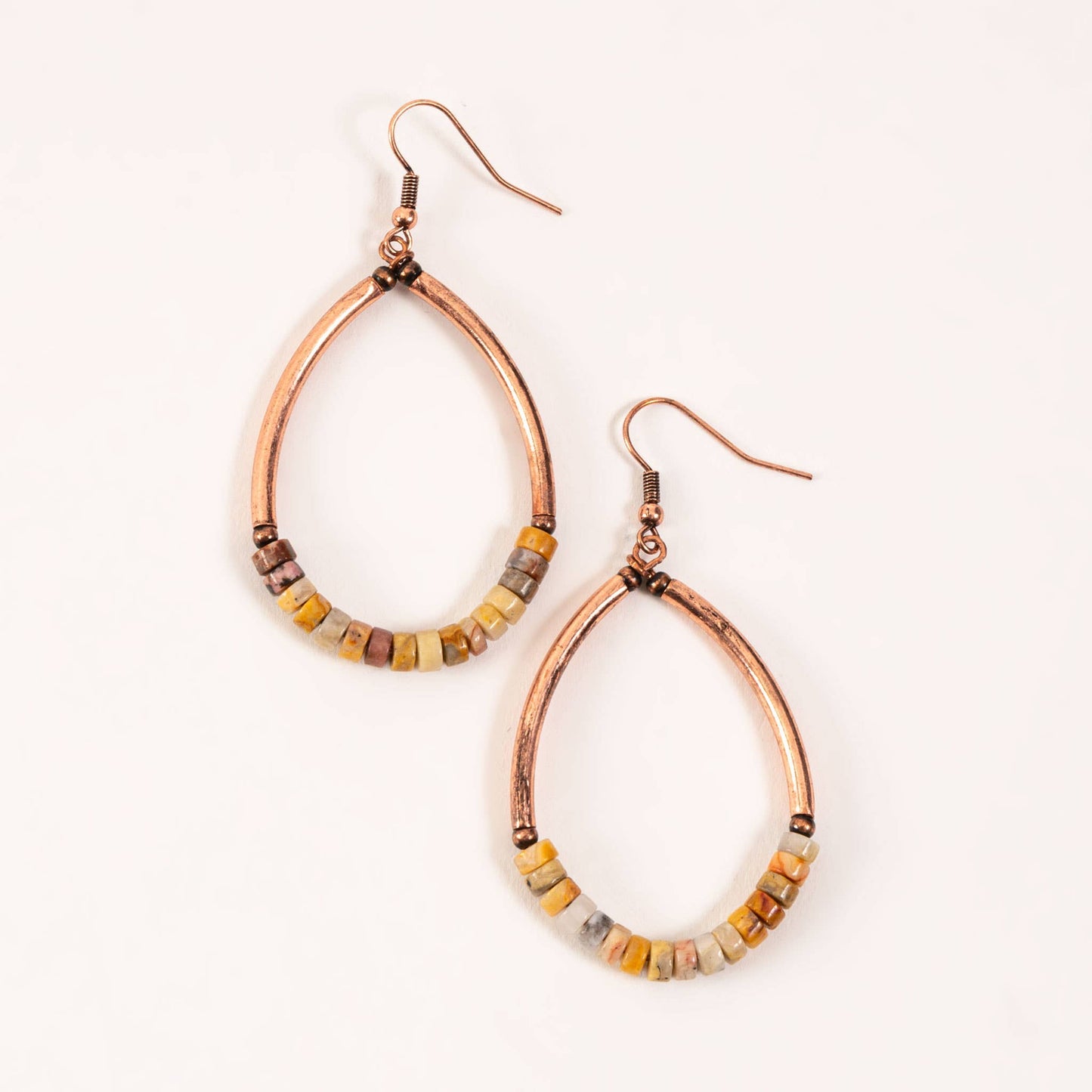 Copper Genuine Agate Teardrop Earrings