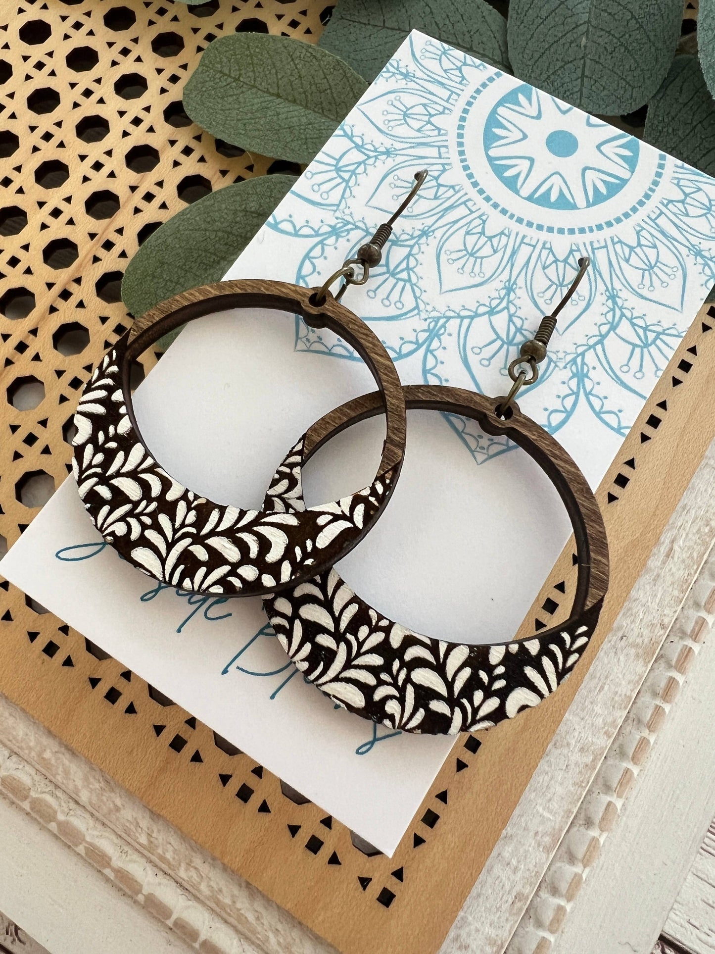 Boho Damask All Wood Lightweight Hoops