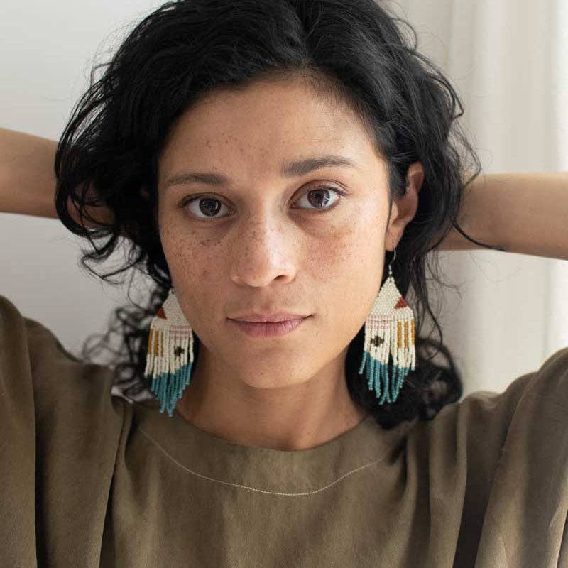 Beaded Fringe Earrings in Formas
