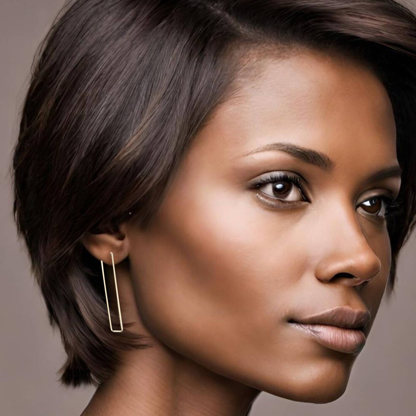 Gold Geometric Rectangle Earrings