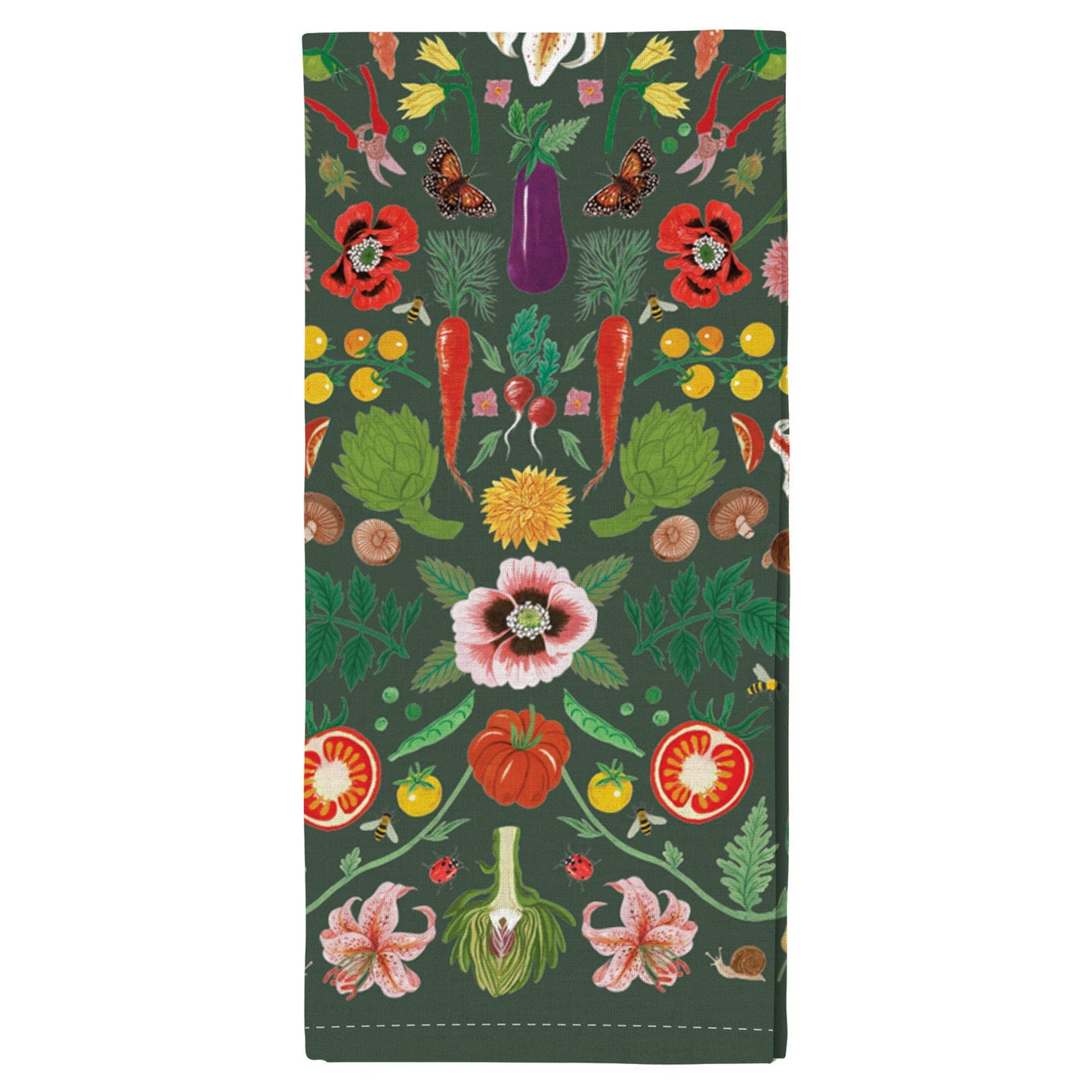 Veggies Folk Floral Tea Towel