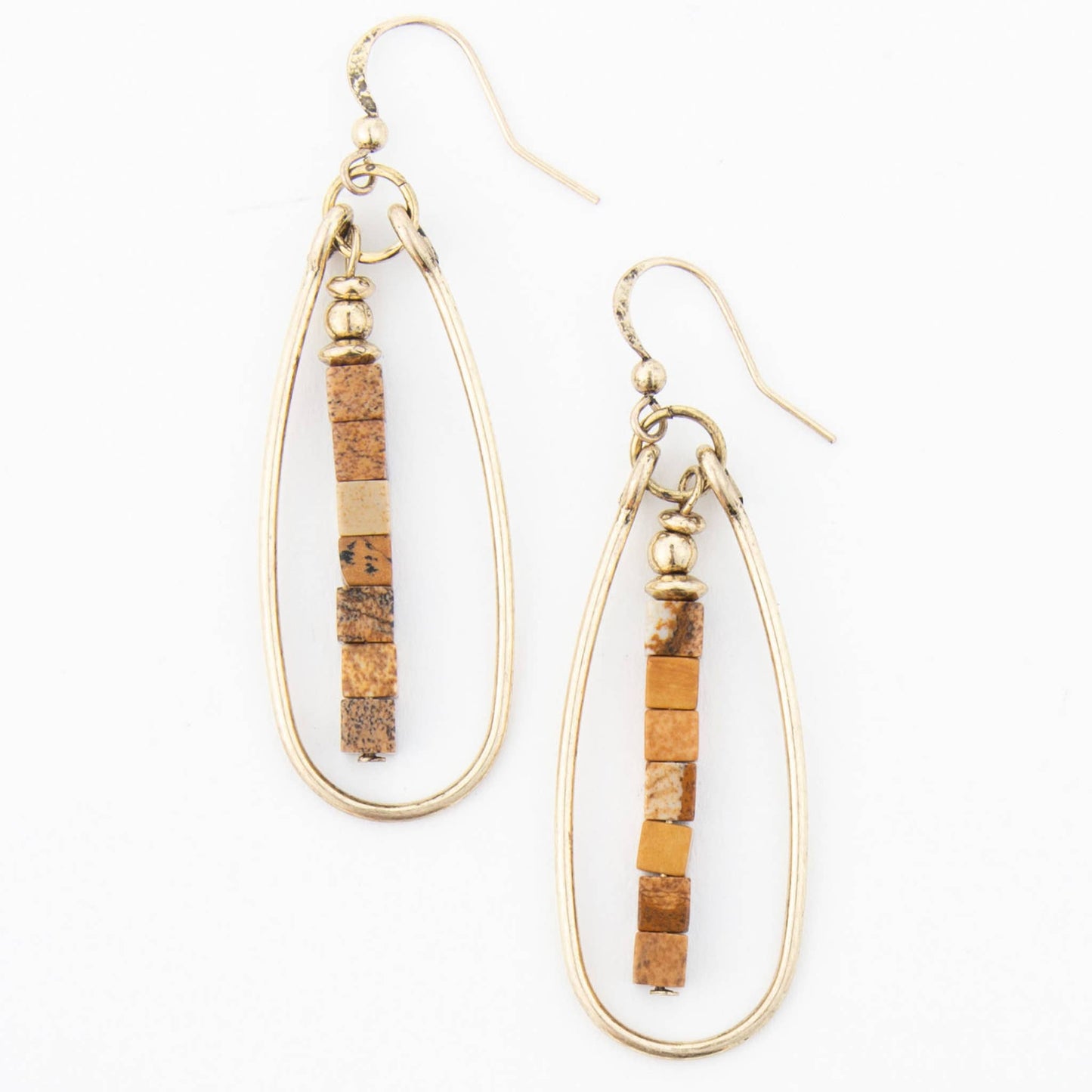 Wild Spirit Picture Jasper Frame Teardrop Earrings