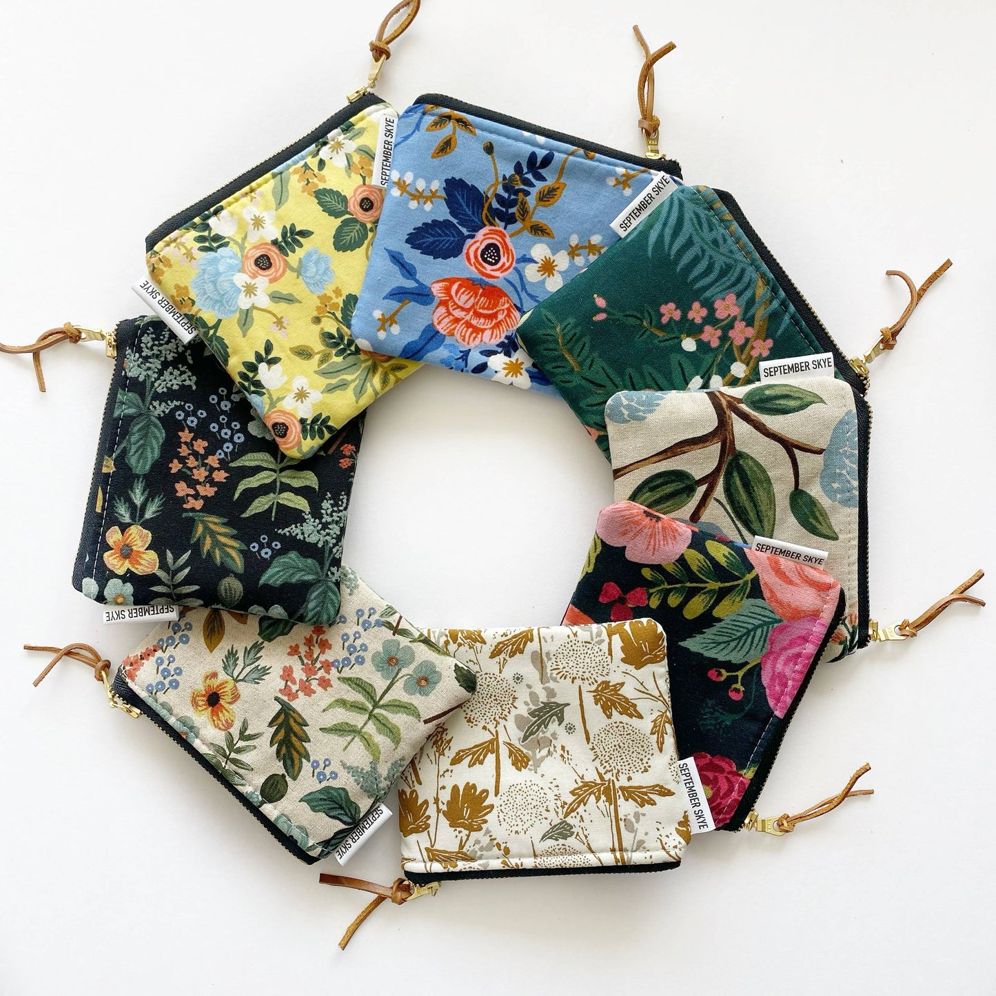 Small Square Pouch in Rifle Paper Linen Hydrangea