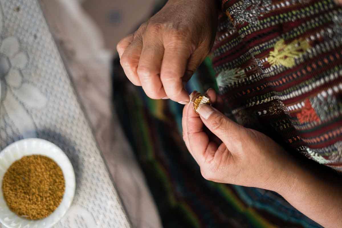 Beaded Earrings in Encantado, Mustard