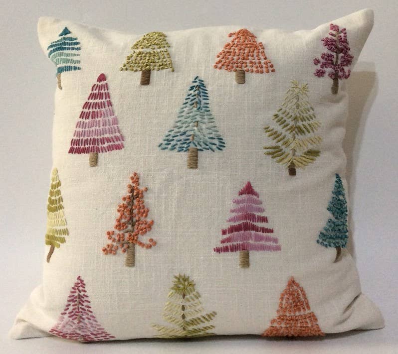 16" Pine Tree Festival Applique Pillow