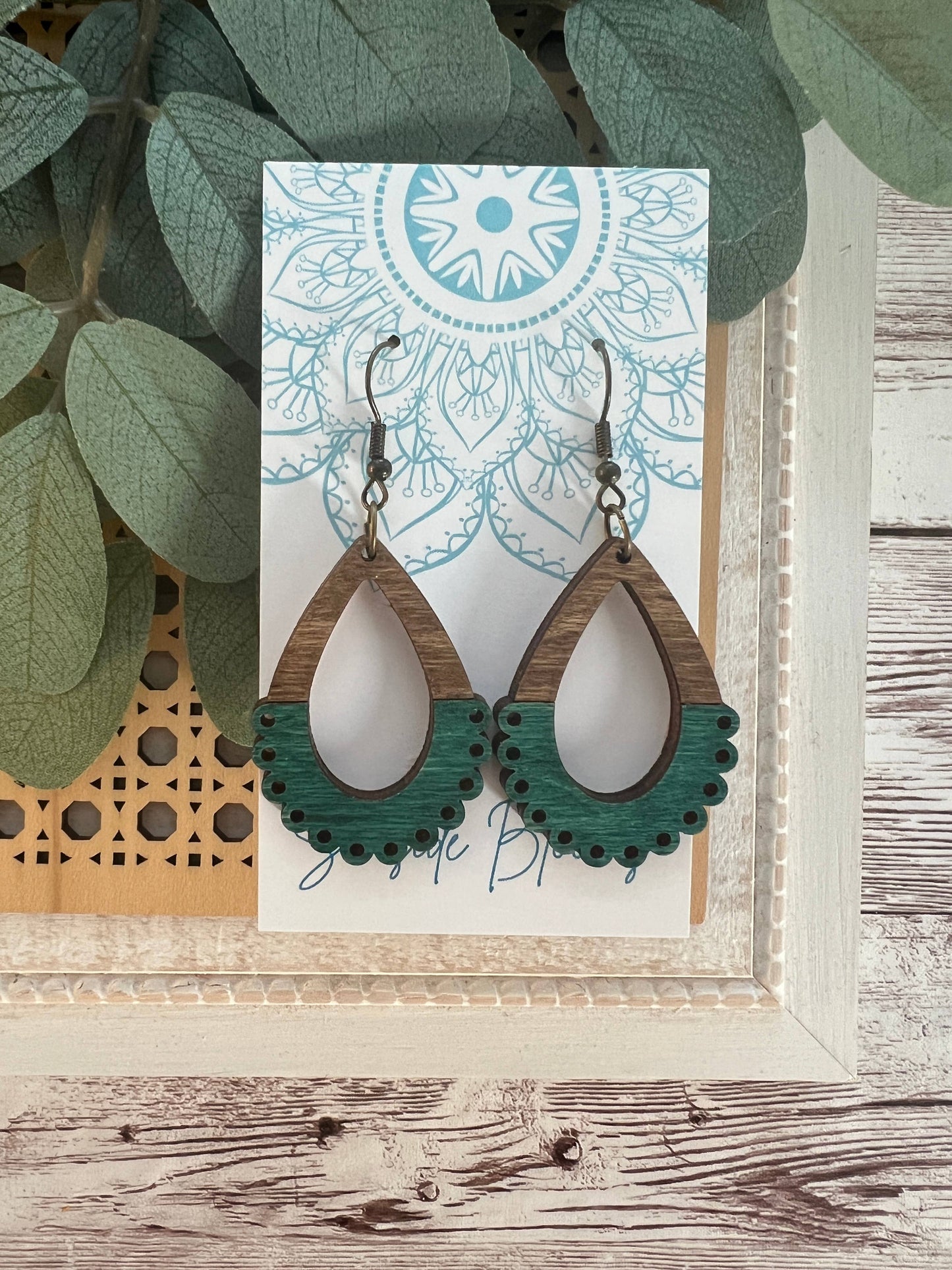 Boho Hand Painted Lightweight Maple Wood Earrings