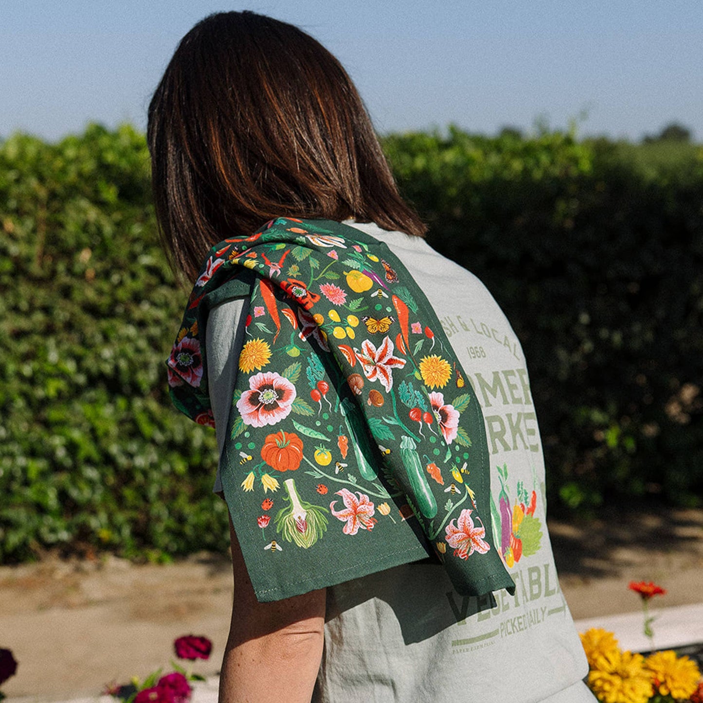 Veggies Folk Floral Tea Towel