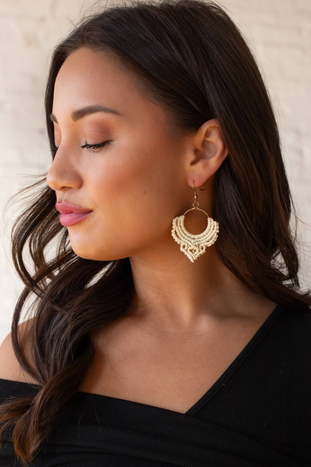 Cream Statement Crochet Earrings