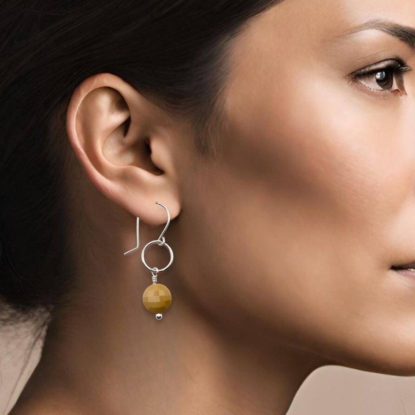 Sterling Silver and Yellow Mookaite Earrings
