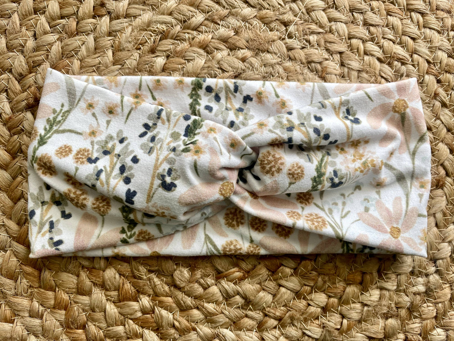 White Wildflower Knit Twist Headband