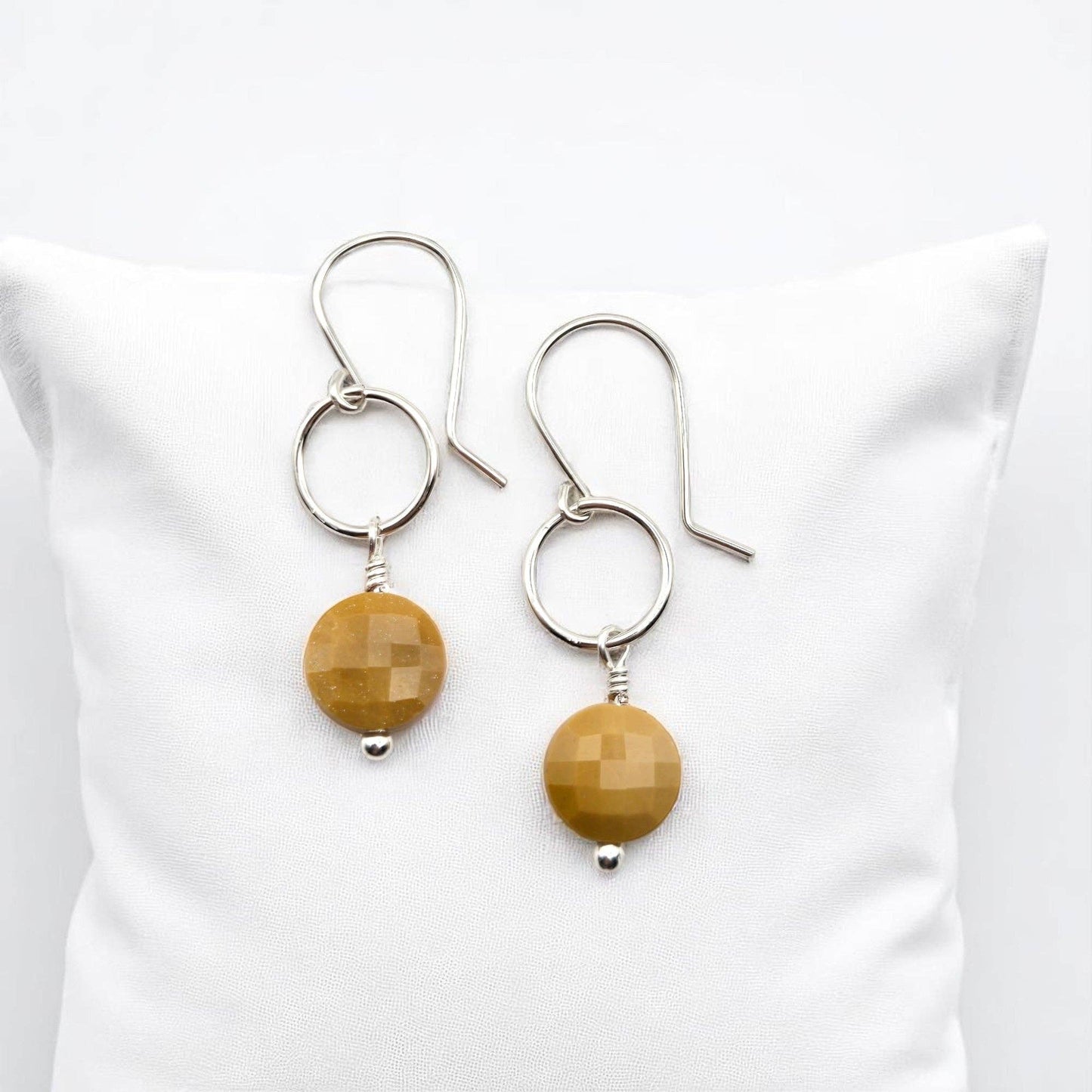 Sterling Silver and Yellow Mookaite Earrings