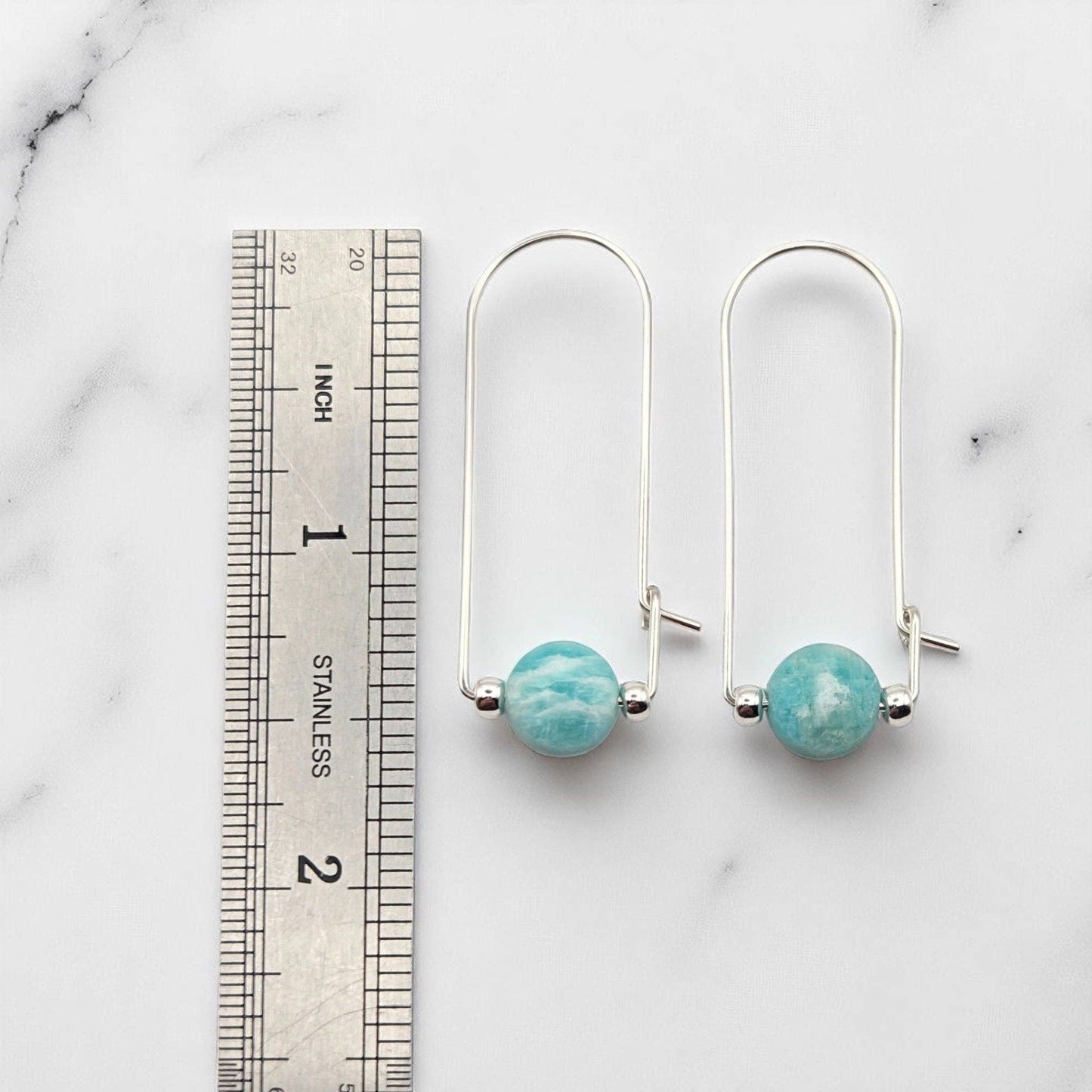 Sterling Silver and Amazonite Arc Earrings