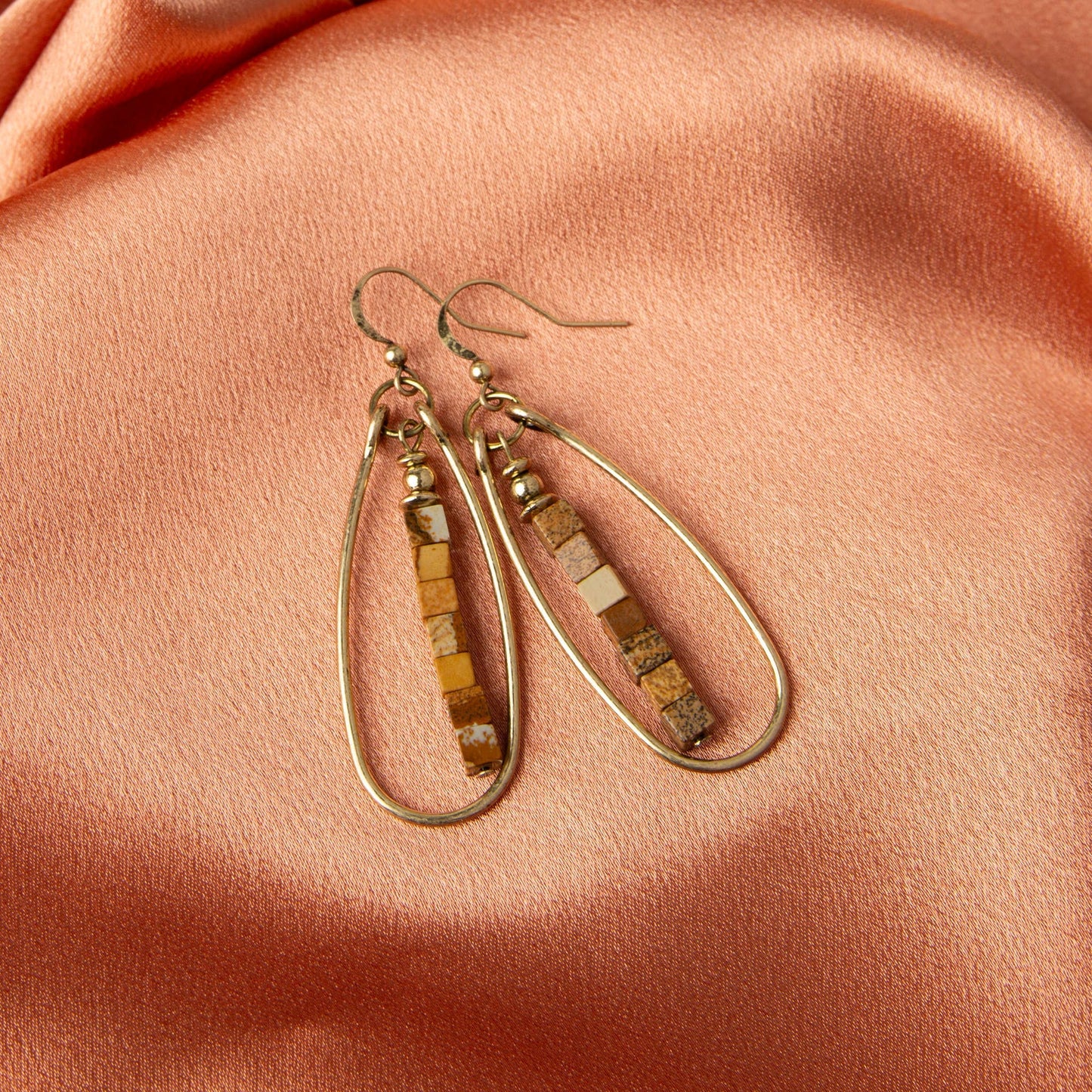 Wild Spirit Picture Jasper Frame Teardrop Earrings