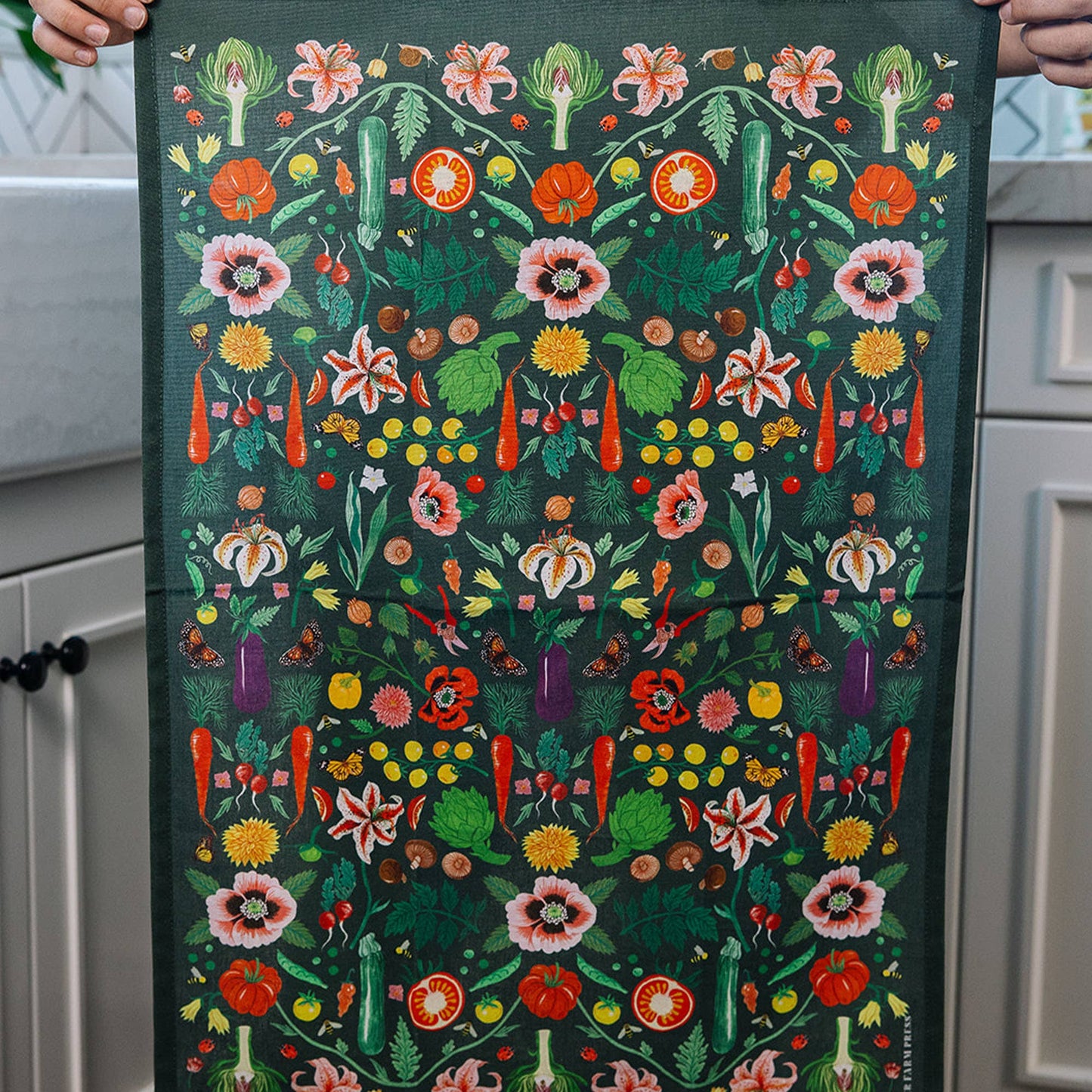 Veggies Folk Floral Tea Towel