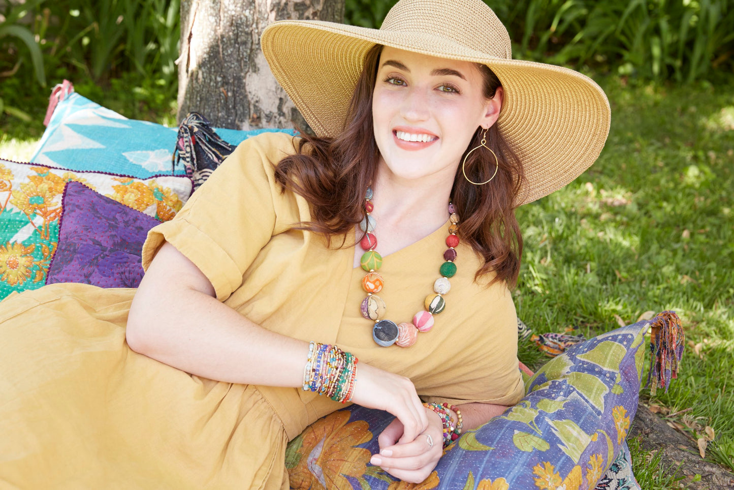 Kantha Graduated Bead Statement Necklace