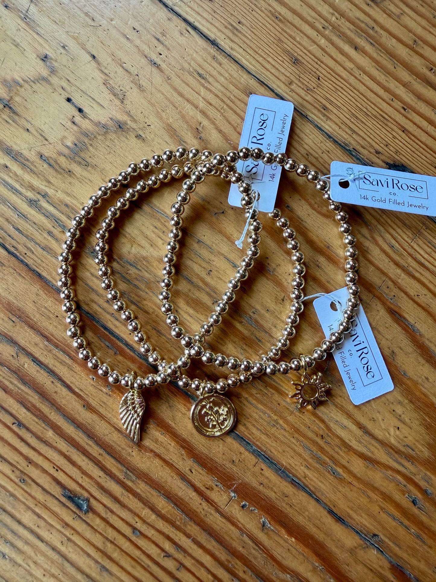 11/13/25 14K Gold Filled Beaded Charm Bracelets with Savi Rose Co.
