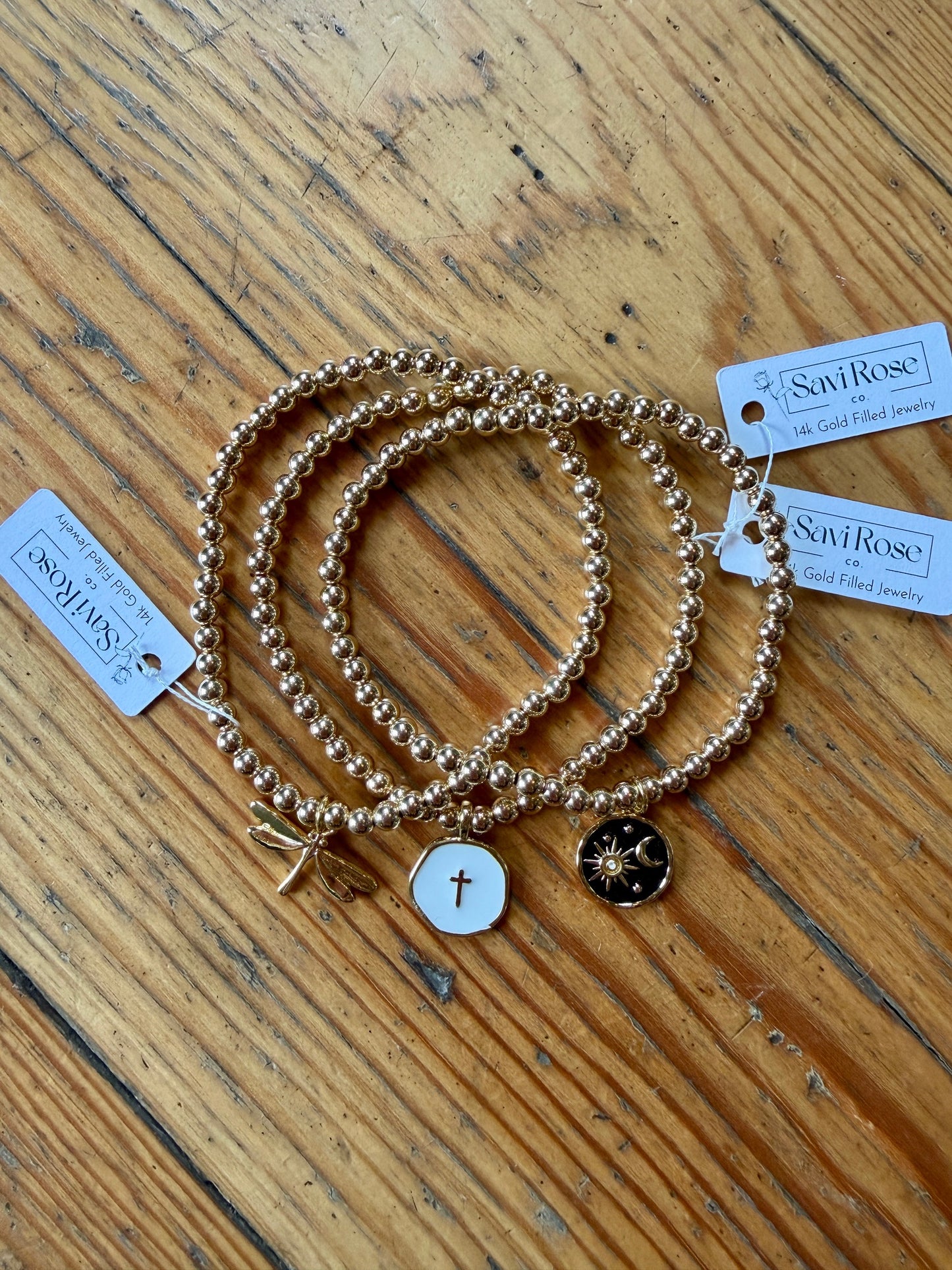 11/13/25 14K Gold Filled Beaded Charm Bracelets with Savi Rose Co.