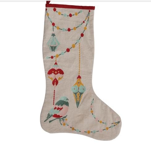 20"H Cotton Printed Stocking w/ Embroidery, Multi Color