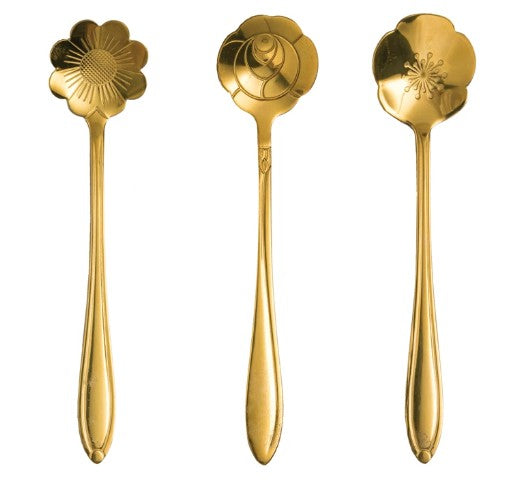 Stainless Steel Flower Shaped Spoons, Set of 3