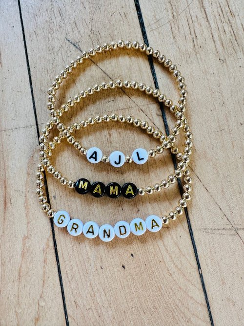 Personalized 14K Gold Filled Beaded Bracelets by Savi Rose Co