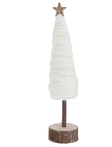 Wool Christmas Tree with Star and Wood Base