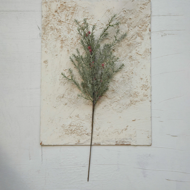 Faux Evergreen Pick with Red Berries