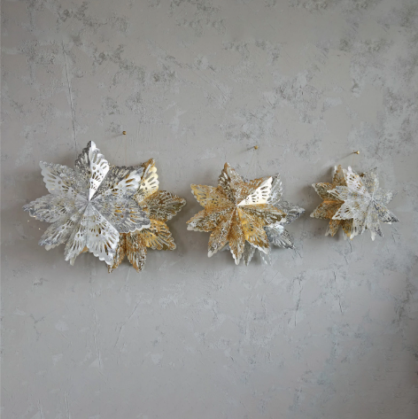 Gold Paper Snowflake Ornament w/ LED Light String, 1 Size