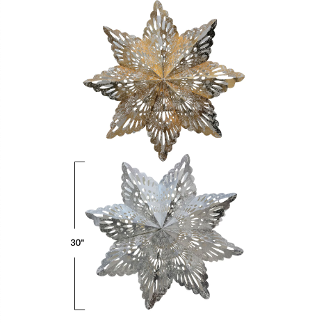 Gold Paper Snowflake Ornament w/ LED Light String, 1 Size