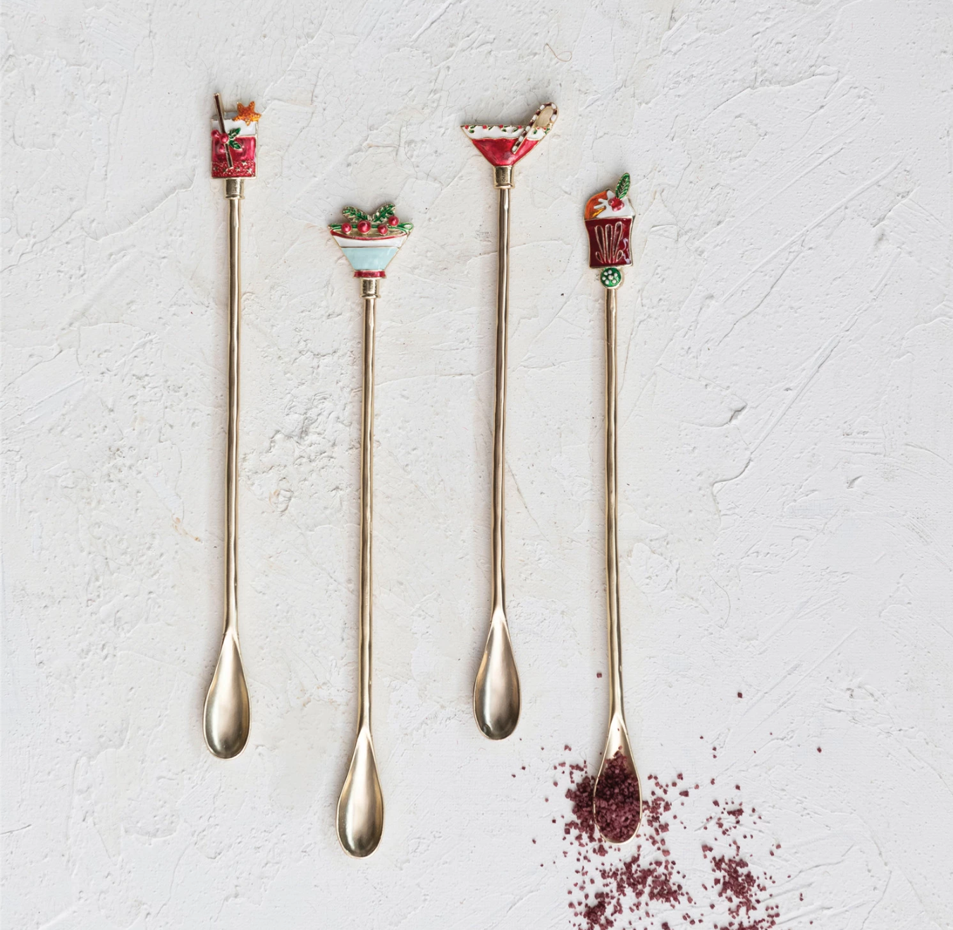Alloy Cocktail Spoon w/ Enameled Beverage Icon Handle