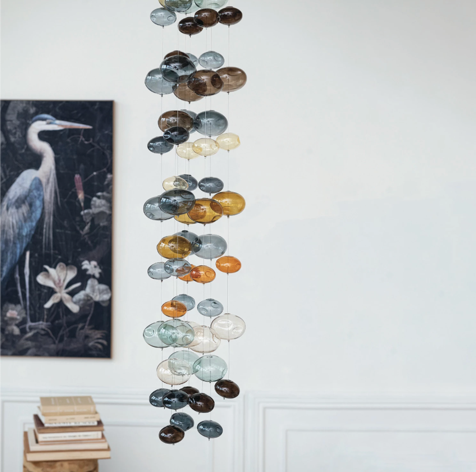 <For Store, Pick-Up or Local Delivery Purchase Only> Blue Hand-Blown Glass Bubble Garland