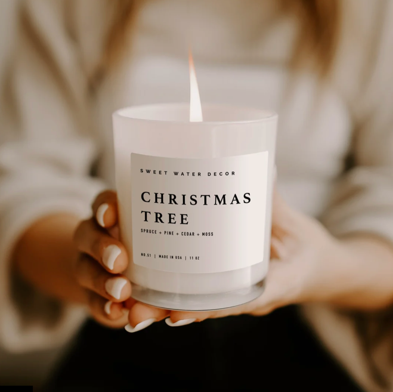 Christmas Tree Soy Candle - White Jar