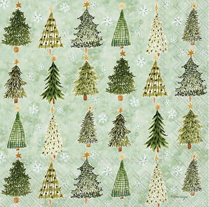Paper Cocktail Napkins 20 ct Christmas Tree Pattern