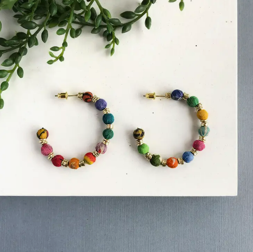 Kantha Paillette Hoops